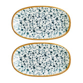 Bonna China Calif 7.5" x 4.25" x h:1" Oval Decorated Porcelain Platter (Set of 2)